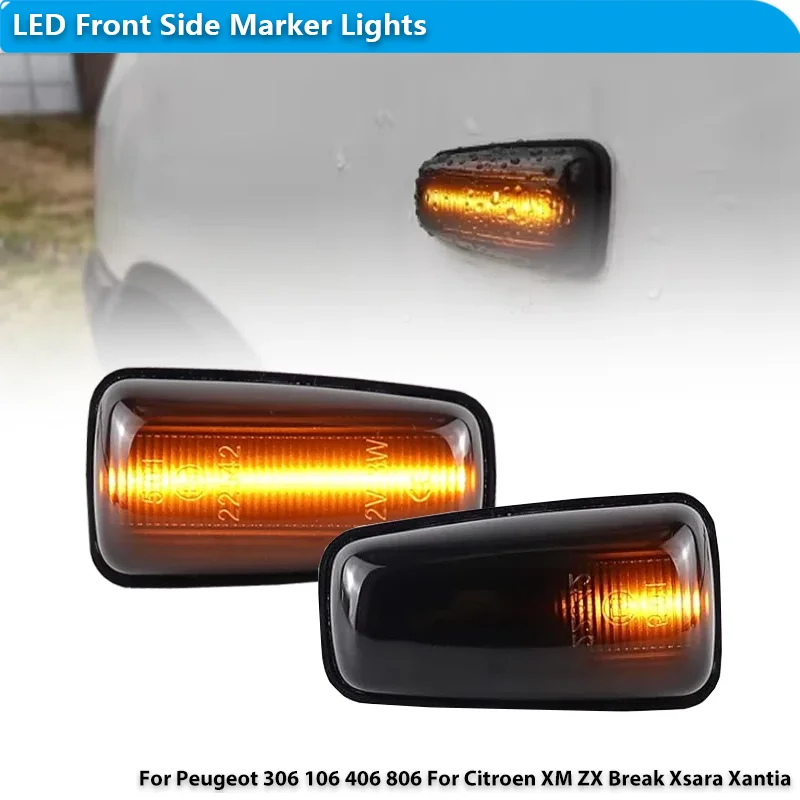Para especialista parceiro citroen berlingo jumpy saxo xantia 2x para peugeot 306 106 406 806 led sinal de volta dinâmica luz marcador lateral