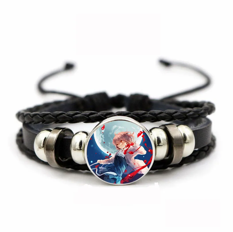 Tiener Verstelbare Polsband Lederen Pu Geweven Armband Tijd Edelsteen Polsbandje Cadeau Voor Anime Voorbij De Grens Gevlochten Armband