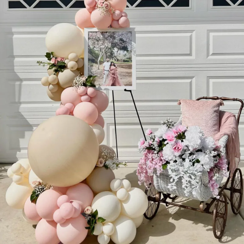 1Set Boho Dusty Pink Ballon Bogen Girlande Kit Neutral Rosa Weiß Sand Elfenbein Ballons für Mädchen Baby Dusche Geburtstag Hochzeit Deco – Detail 40