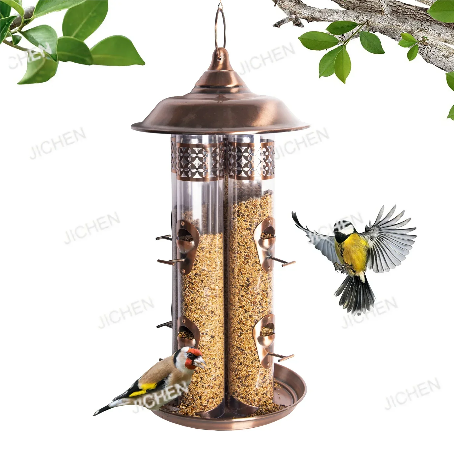 

HV Outdoor Hanging Metal Bird Feeder Garden Automatic Wild Bird Feeder