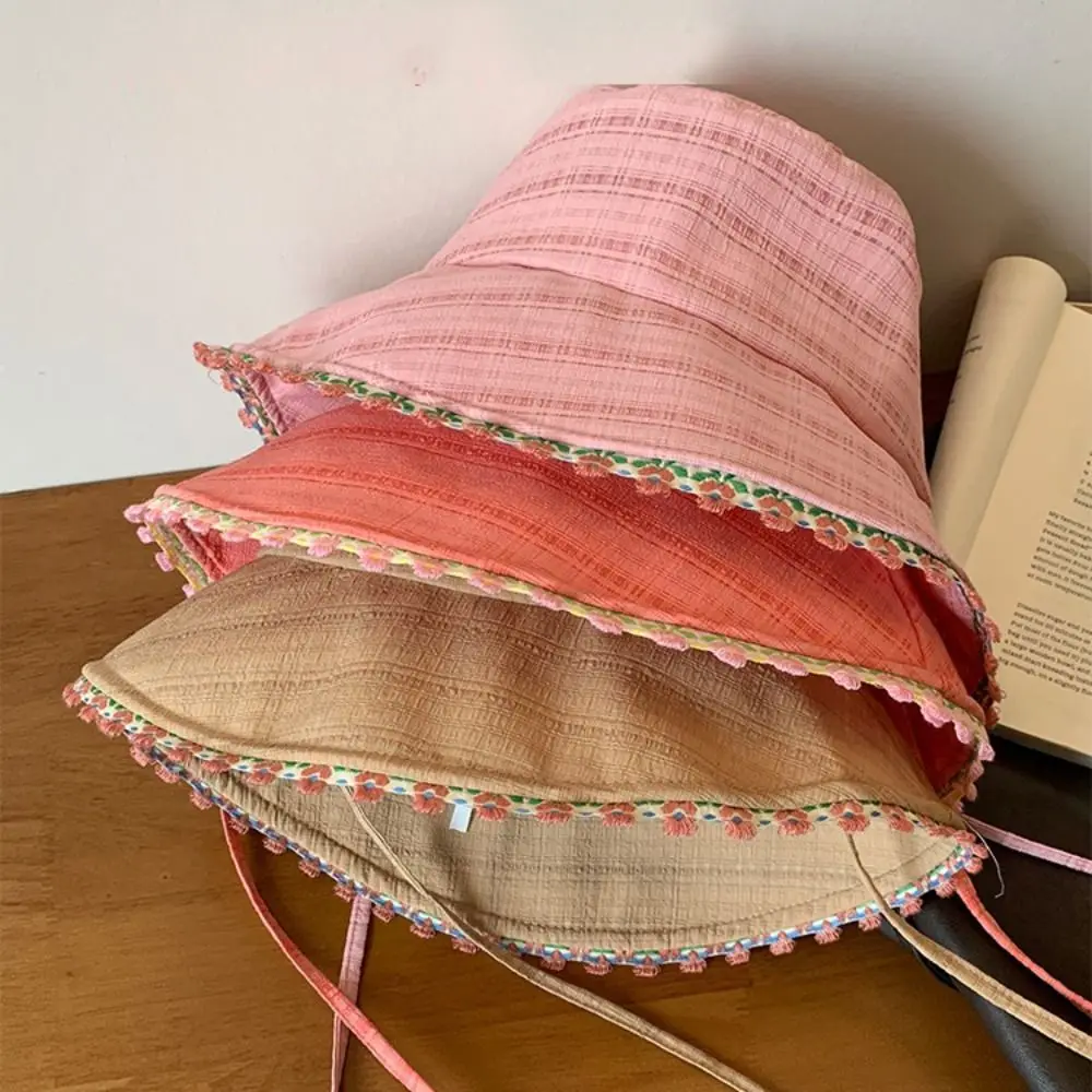 

New Cotton Sunscreen Hat French Style Anti-UV Sun Cap Sun Protection Foldable Panama Hat Boys Girls