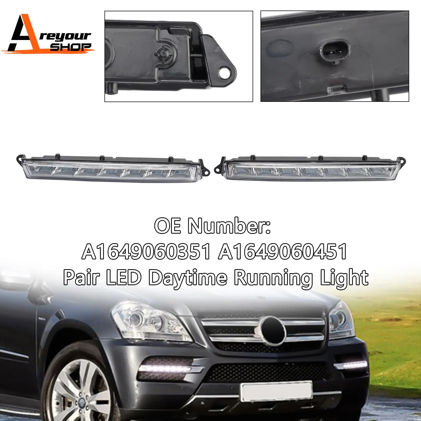 

Pair LED Daytime Running Light for Benz X164 GL350 GL450 ML63 AMG X166 2007 2008 2009 2010 2011 2012 2013