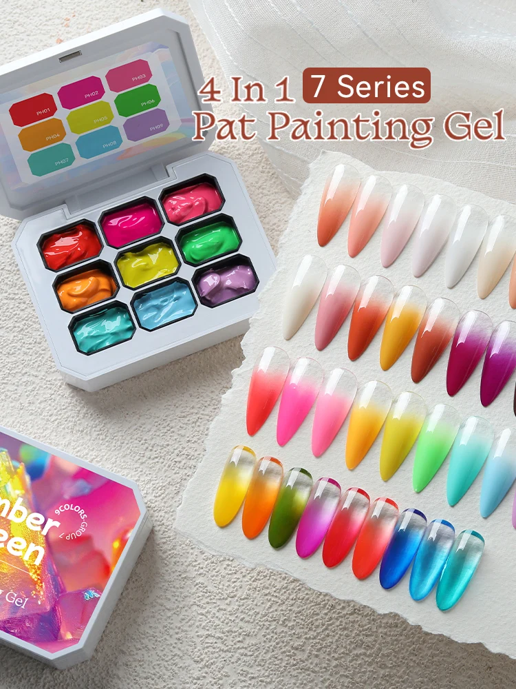 UR SUGAR 9 Farben Patting Painting Gel Nagellack 4 in 1 Transfer French Design UV LED Soak Off Gel Lack Gradient Pat Gel