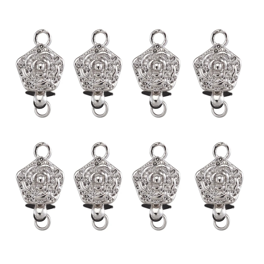 

5 Sets Rose Flower Shape Brass Pinch Push Box Clasps for Jewelry Making Bracelet Necklace DIY Findings 10x15mm