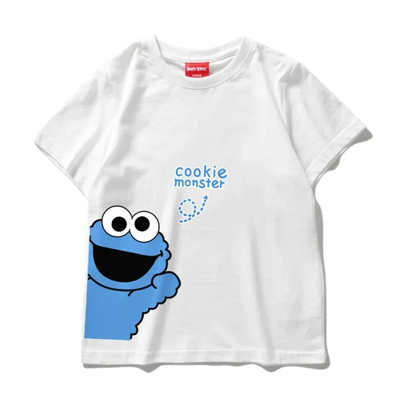 الأصلي العصرية العلامة التجارية الأطفال لطيف شارع سمسم الطفل قصيرة الأكمام تي شيرت الفتيات الفتيان الإنترنت المشاهير 100% قطنية عالية الجودة