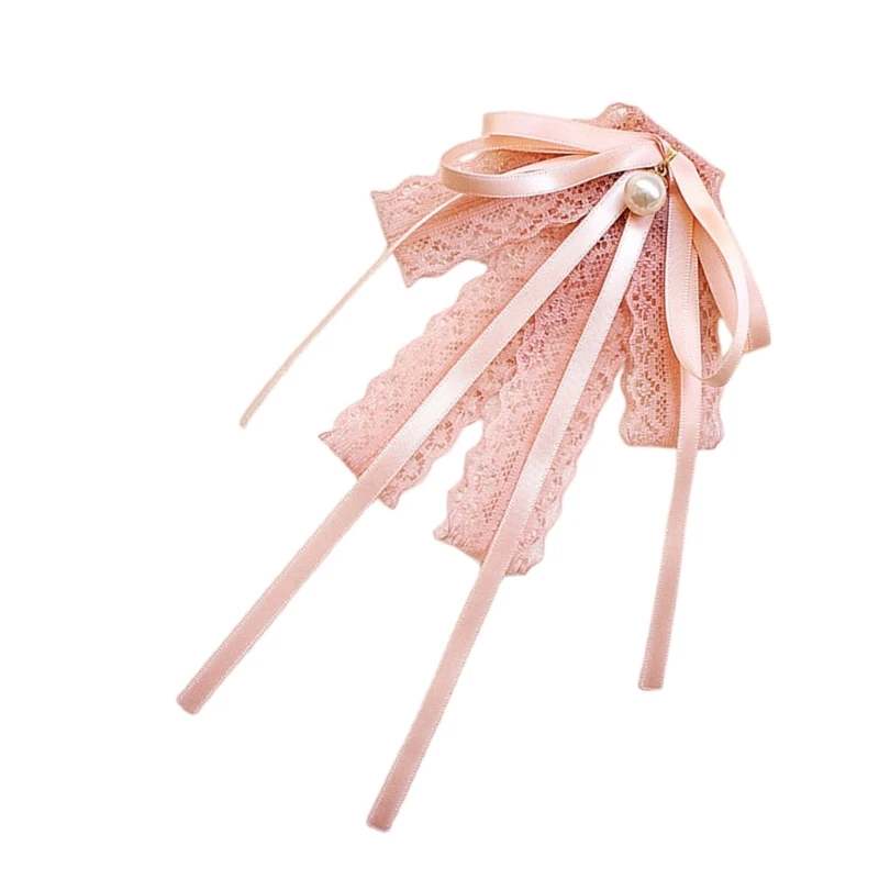 JK 유니폼 진주 레이스 리본 나비넥타이 셔츠 Jabot 칼라 넥타이 Bowknot 브로치