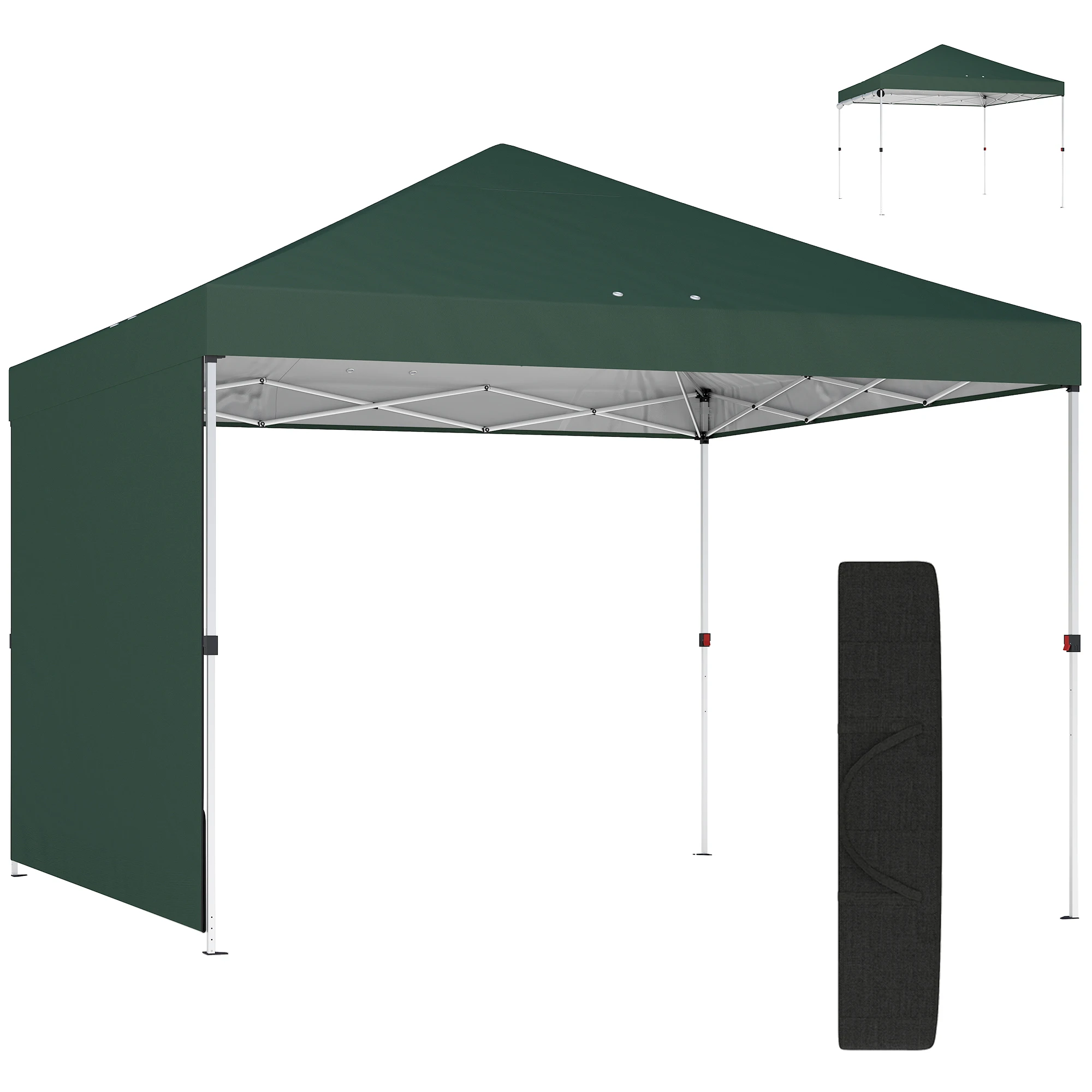 Outsunny Carpa Plegable Pop-up 3x3 m con Pared UPF50+ Altura Ajustable