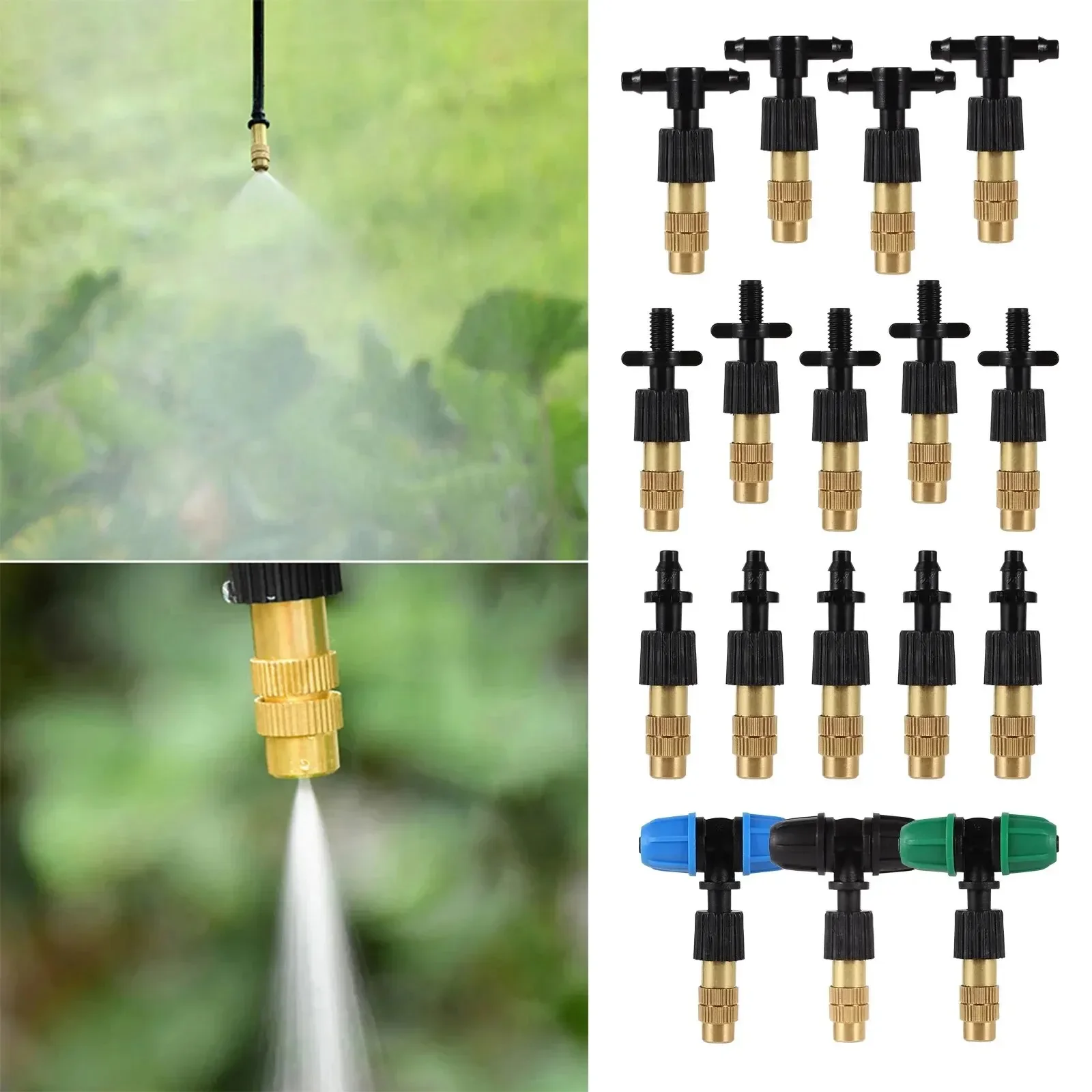 

30 Pcs PVC Outdoor Misting Cooling System Garden Irrigation Yard Watering 1/4'' Brass Atomizer Adjustable Micro Sprinklers