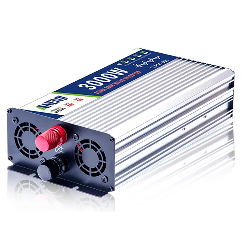 ANENJI Silver Pure Sine Wave Inverter DC 3000W 12V 24V 48V AC 220Vac Power 3000W Car Inverter Converte with LED Display