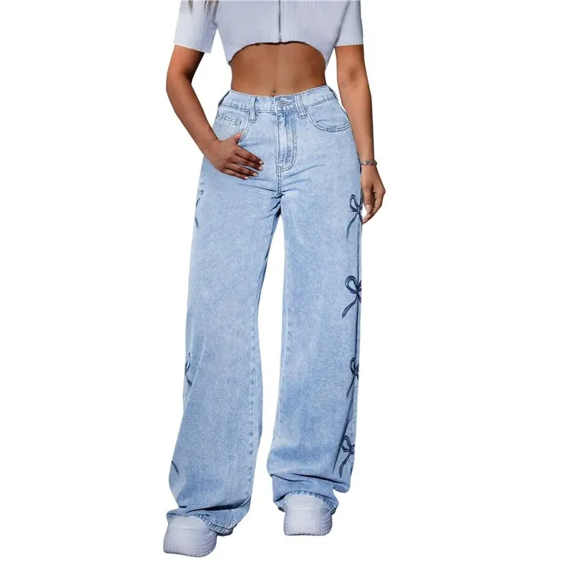 

CYL-Woman Jeans High Waist Wide Leg Loose Pants Casual Streetwear Cute Clothes