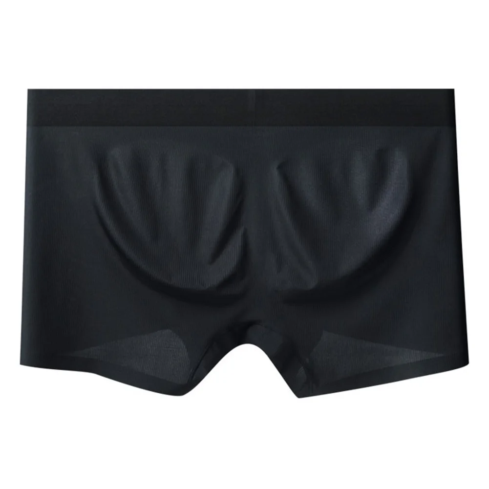 Men's Seamless Trunks Ice Silk Underwear Solid Elastic Lingerie Ultra Hot Sissy Bulge Pouch Boxer Shorts Extreme Men's Panties