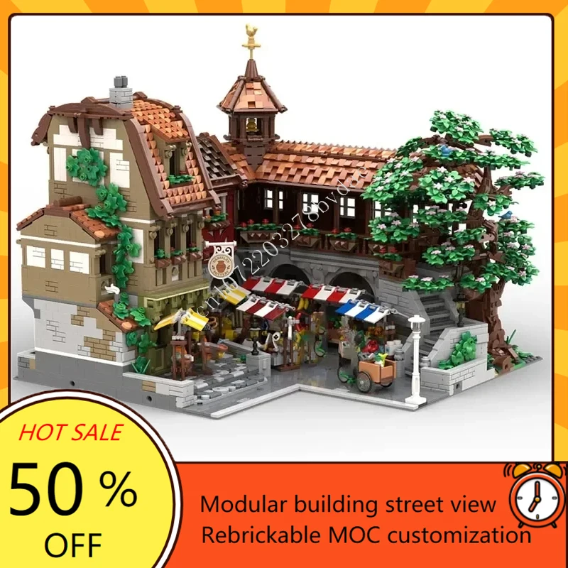 

7301 шт., фермерский рынок, горячее город MOC StreetView, головоломка, креативная архитектура, сделай сам, сборная модель, игрушка на день рождения, Рождественский подарок