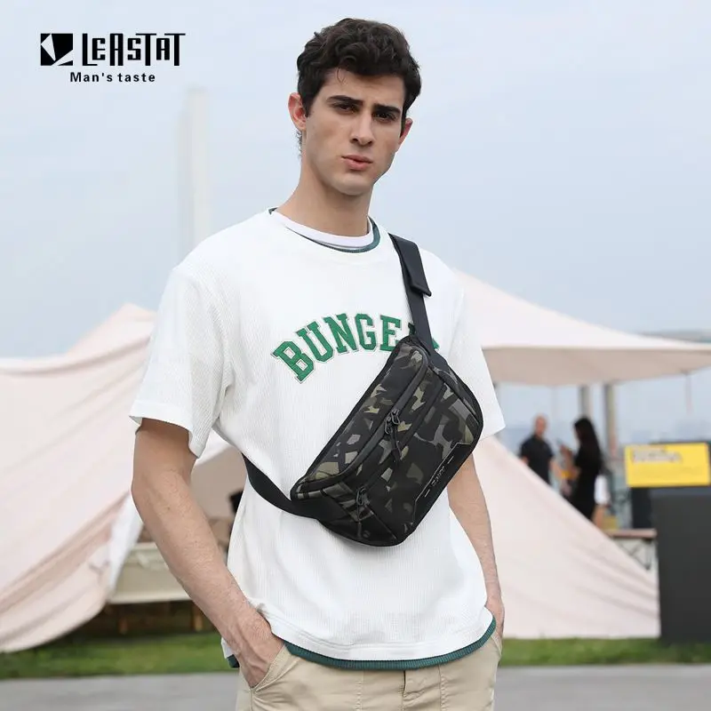 Men's Belt Bag Casual Waterproof  Business Shoulder Bag Messenger Bag Nylon USB Charging Waist Bag Outdoor Sports Shoulder Bag