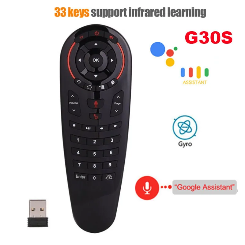 Air Mouse głosowy G30S 33 klawisze do nauki 2.4G bezprzewodowy pilot inteligentny głos dla tv box z androidem X96Q G30 PC PK G10S G50S