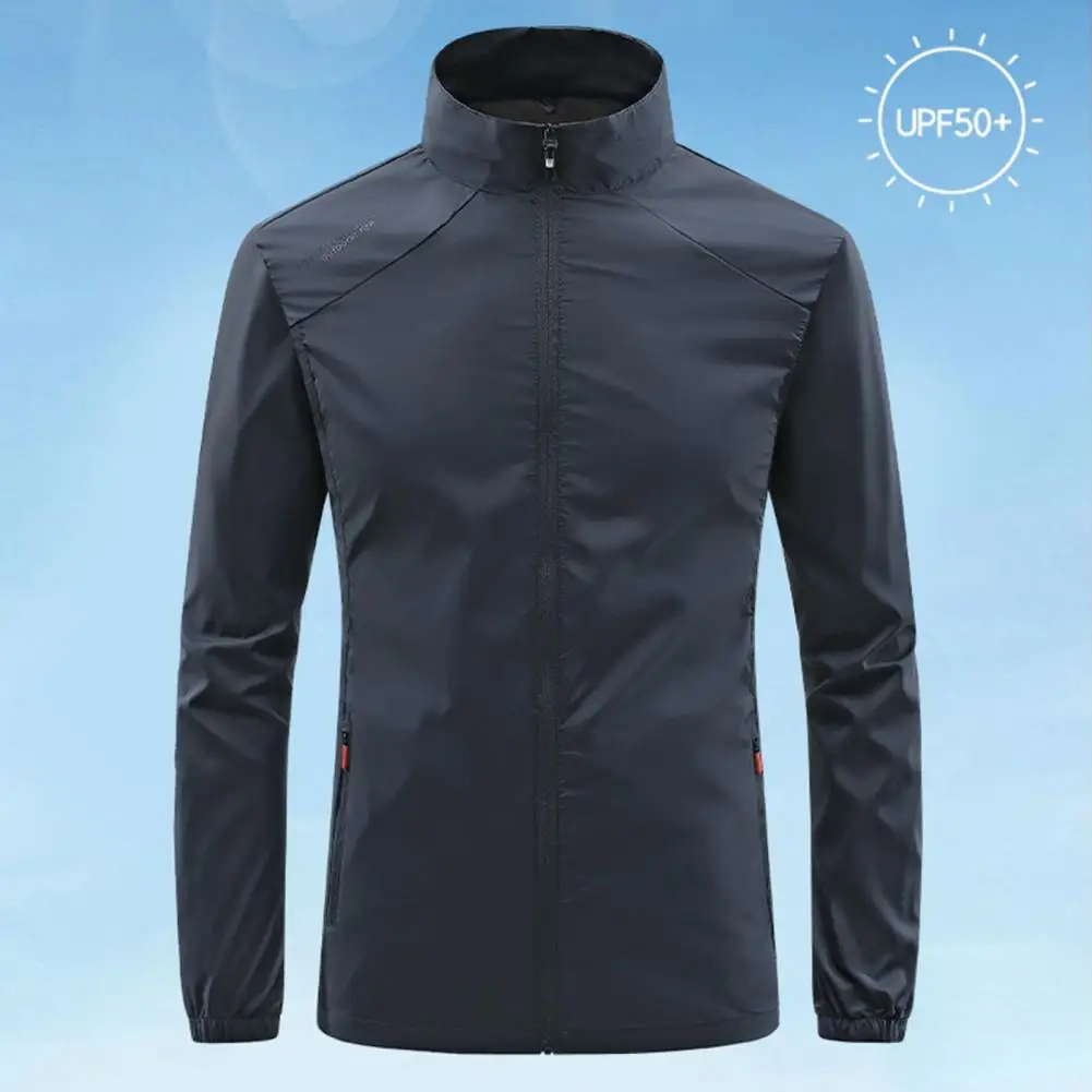 Trendy Fishing Jacket Soft Men Coat Solid Color Ultrathin Cycling Fishing Windbreaker Coat  Versatile