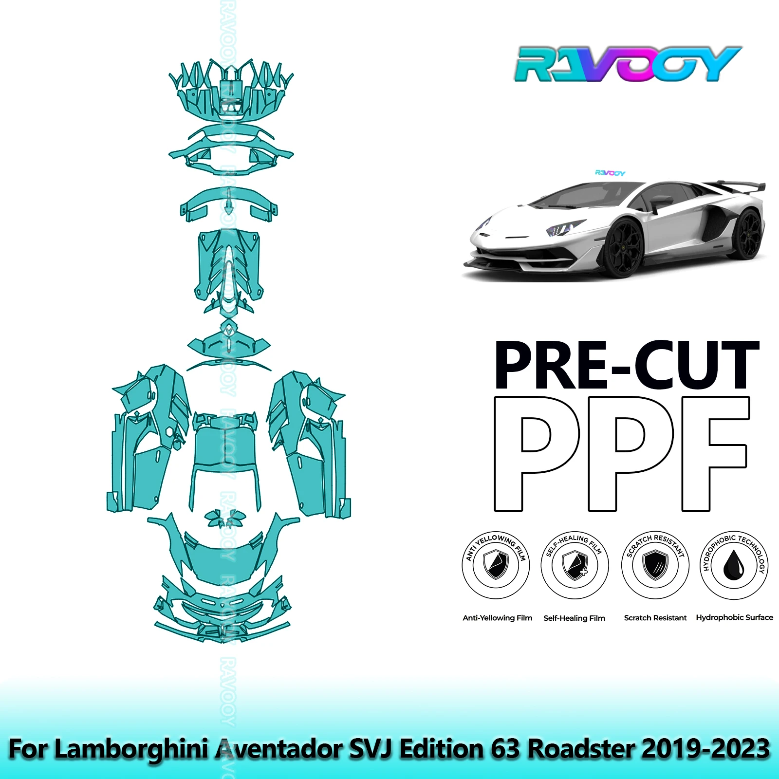 

8.5Mil Full Vehicle Precut PPF Paint Protection Film For Lamborghini Aventador SVJ Edition 63 Roadster 2019-2023