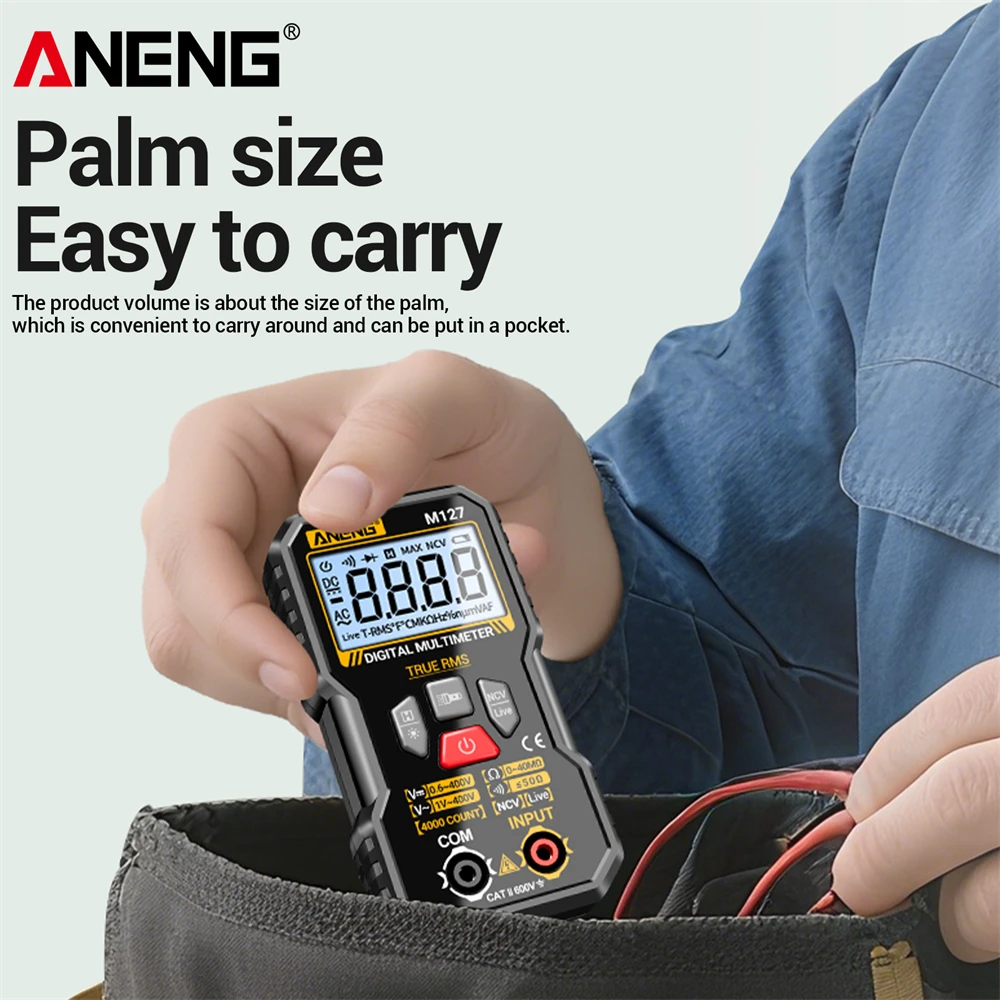 M127 Digital Multimeter PT1005B Test Leads Probe AC/DC Voltage Resistance tester 1000V 10A Universal Needle Tip Diagnosis Tools image 5
