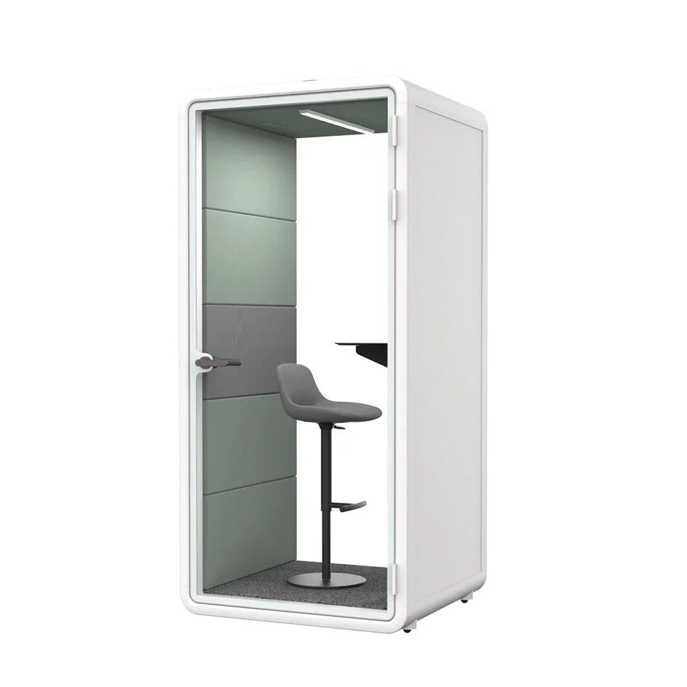 Single Seater Office Meeting Booth With Computer Desk For Private Working Movable Silence Soundproof Booth Office Pod