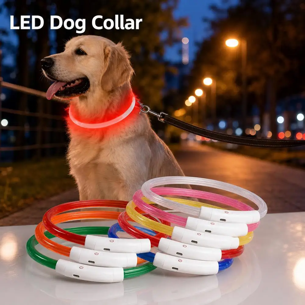 Waterproof LED Dog Collar Luminous Pet Dog Collar Rechargeable Flash Dog Necklace Light Pet Collar for Small Medium Large Dogs