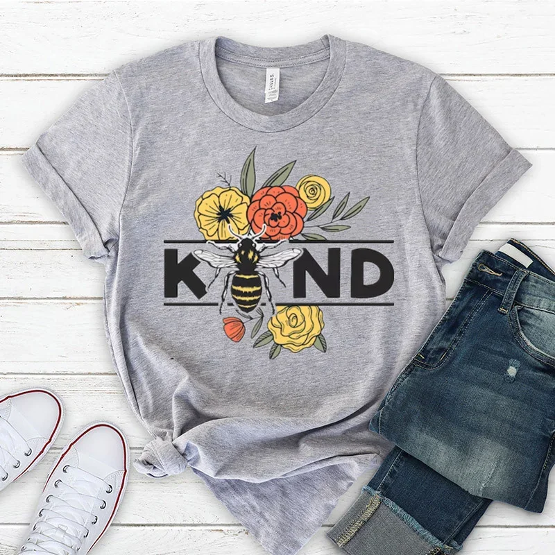 Spread Kindness Flower Floral Be Kind Kindness Be Kind  Kindness Quote Wild Flower Shirt 100% cotton Short Sleeve Top Tees y2k