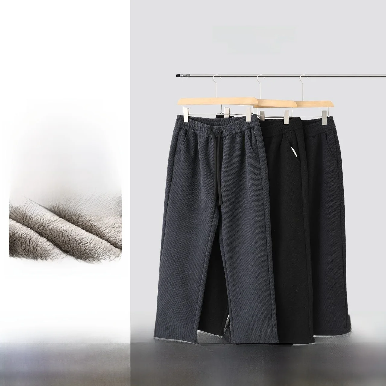 

Зимние повседневные брюки Thiened, мужские теплые зимние бархатные брюки на подкладке, мягкие, как прямые брюки с облаками, полиэфирное волокно