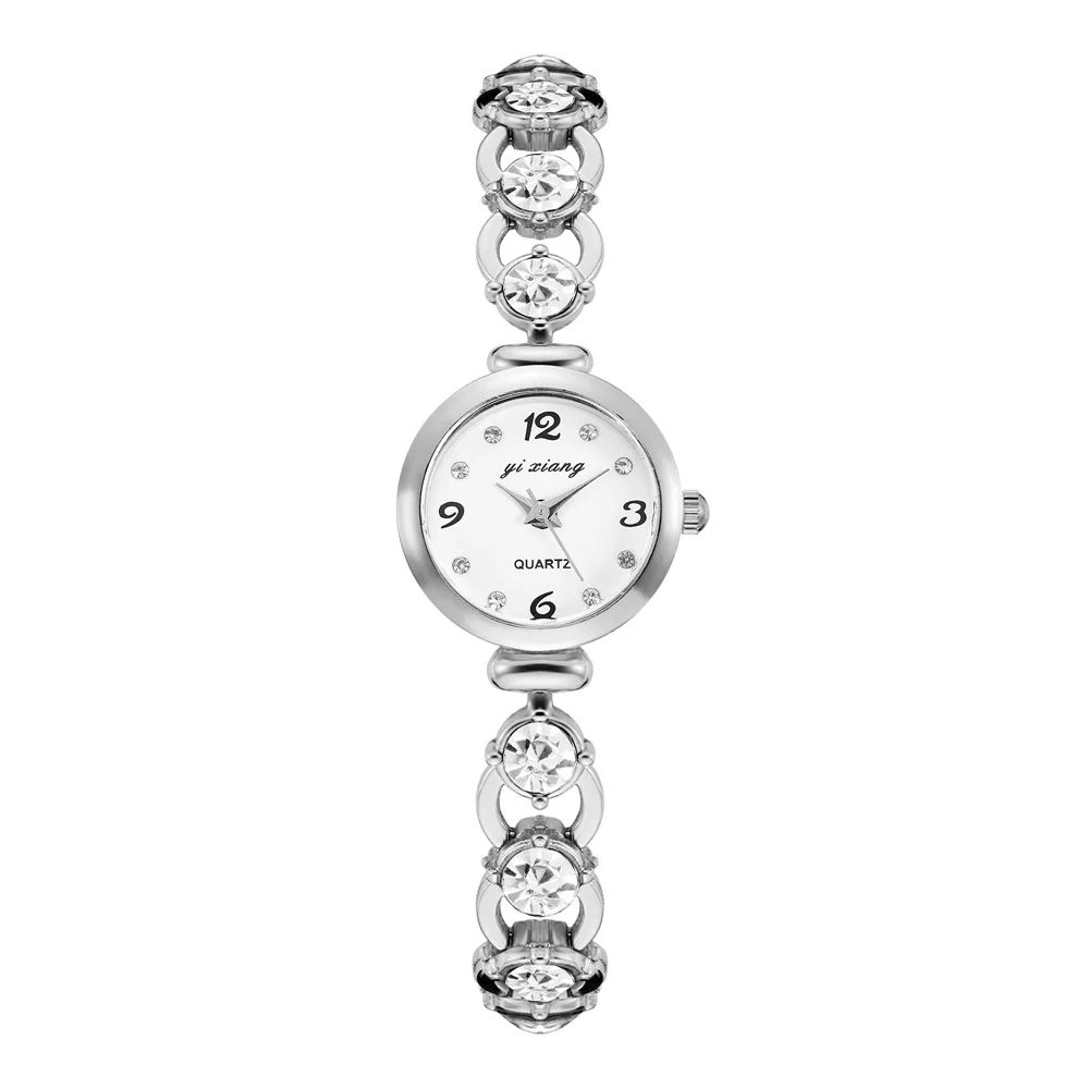 

Женские кварцевые часы с простым браслетом, роскошные женские часы, инкрустированные бриллиантами
