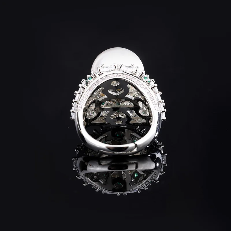 Jewelry Inlaid with Obey Pearl Ring Women's Fashion Ring Jewelry Accessories Wholesale Beads 14mm