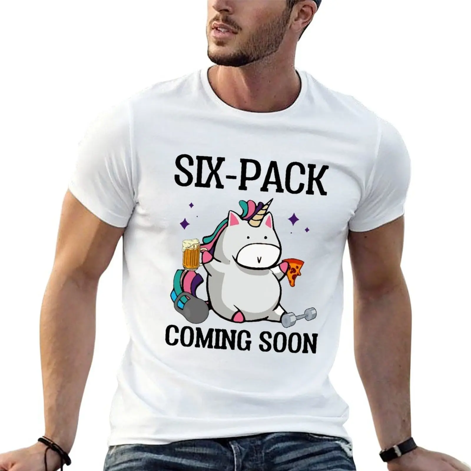 

UNICORN SIX PACK COMING SOON T-Shirt t shirts for man cotton man graphic t shirt t shirt men 100% cotton luxury brand T-shirt