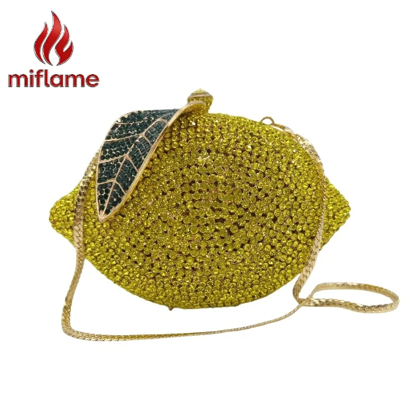 

Women's Evening Clutch Lemon Shape Crystal Rhinestone Party Banquet Gala Luxury Elegant Handbag Purse Sparkling Shiny