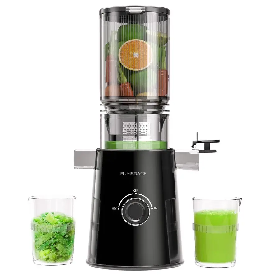 

Press Juicer, Slow Masticating Juicer Machines with 5 Feeding Chute Fit Whole FruitsampVegetables, Stainless Steel Slow Mastica