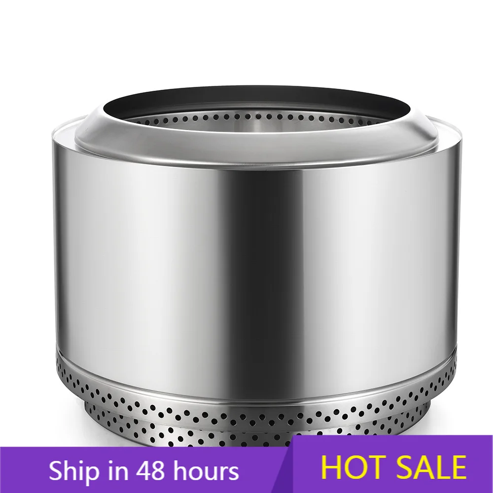 

POWER LEAP 19In Large Portable Stainless Steel Fire Pit Modern Style Smokeless Wood Burning Freestanding Heat Fire Bowl Patio Ca