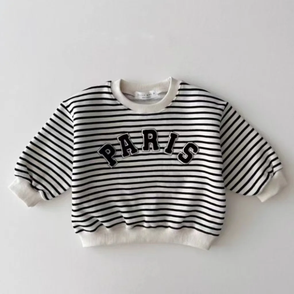 2026 Autumn New Baby Long Sleeve Casual Sweatshirt Fashion Letter Print Boys Girls Loose Versatile Tops Toddler Clothes