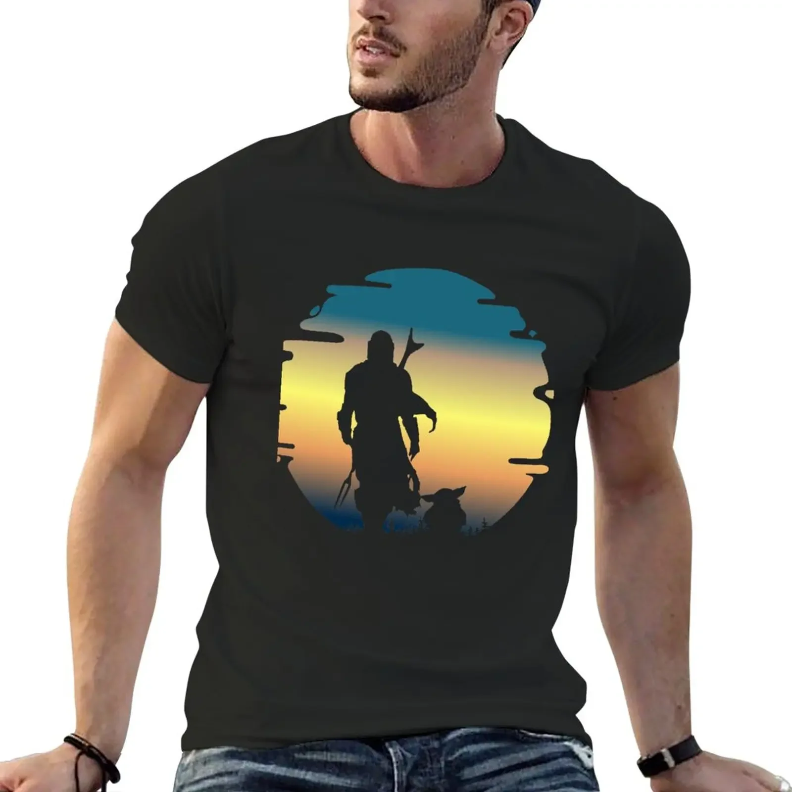 

Mando sunset T-Shirt graphic t shirt sweat shirt quick-drying t-shirt Short sleeve tee mens funny t shirts