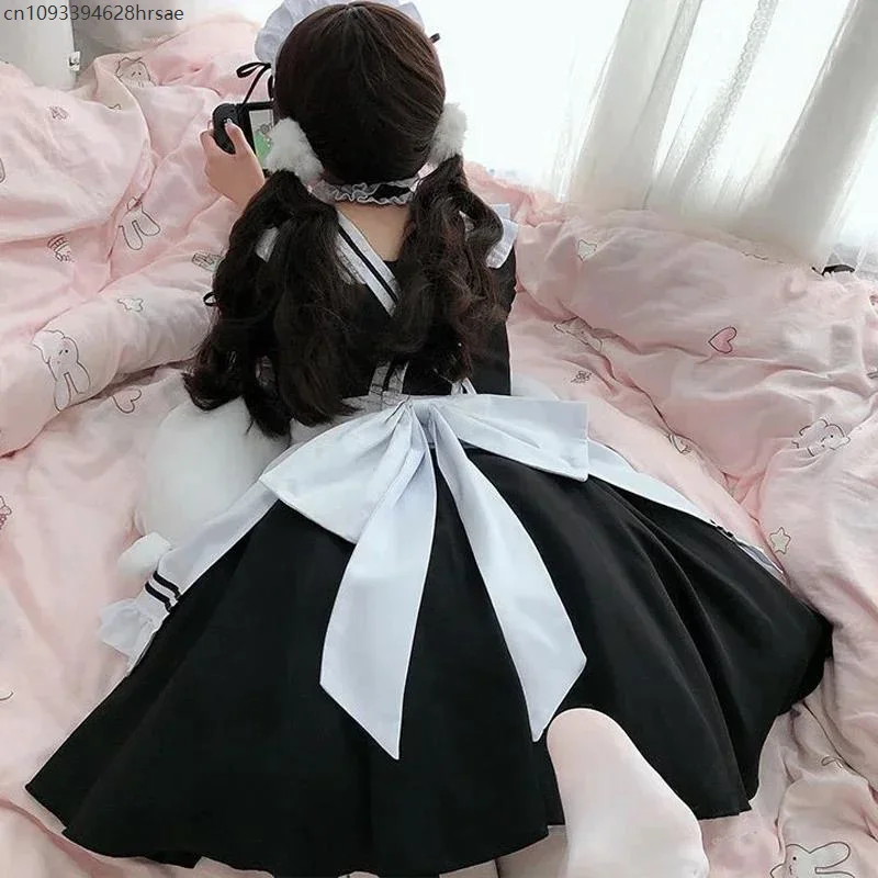 Costumi da cameriera Lolita neri Ragazze carine Donne Bella cameriera Costume cosplay Animazione Spettacolo Abito giapponese Abiti S-5XL