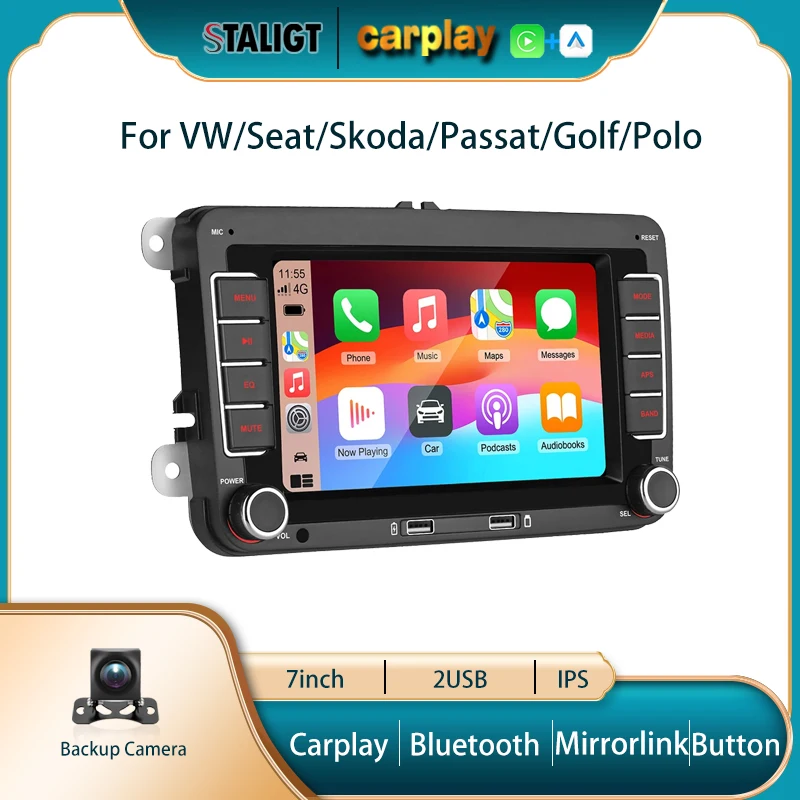 

7Inch Carplay Android Auto Wireless Bluetooth For VW/Seat/Skoda/Passat/Golf/Polo Multimedia Automotive Car Video Stereo Subwoof