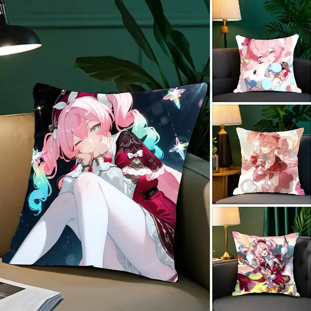 Hyacine Animated Game Honkai Star Rail Pillow Case Fashion Square Pillowcase Bedroom Sofa Room Ins Decoration Leisure