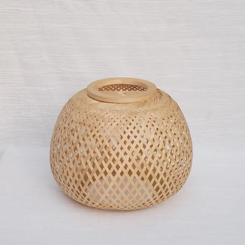 Natural Hand Woven Bamboo Bread Shaped Chandelier Sustainable Ceiling Lamp Fixture