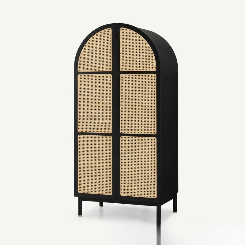 Simple and stylish high-end hotel bed and breakfast bedroom solid wood braided rattan wardrobe