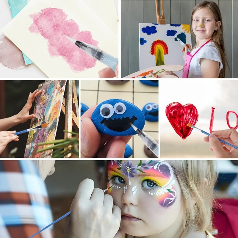 أقلام فرشاة وألوان مائية ، أقلام فرشاة مائية قابلة لإعادة الملء ، لوحات فنية ، سهلة التركيب ، 6 144