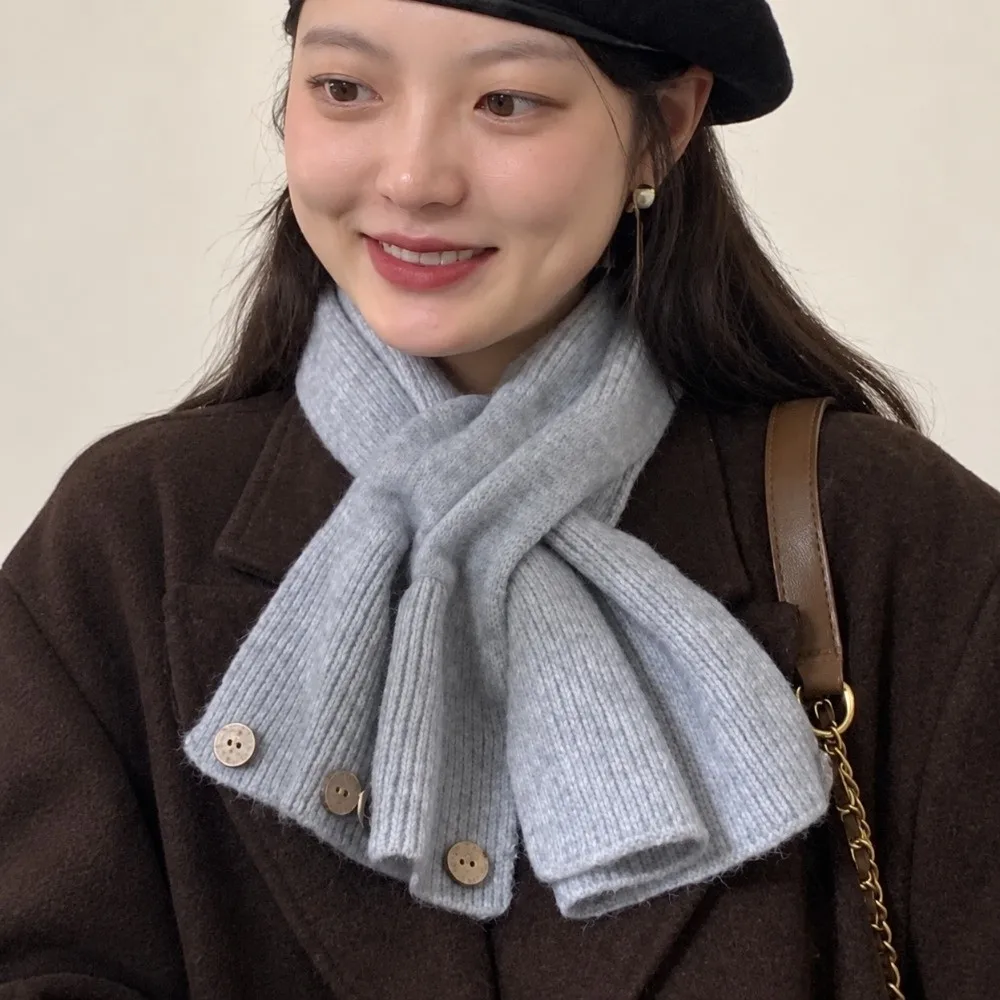 Thickened Solid Color Scarf Thermal Tippet Skin-friendly Yarn Korean Style Neckwarmer Windproof Guard Compact Design