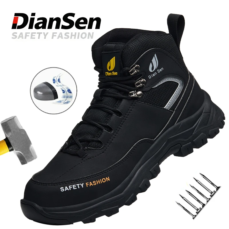 

Мужские непромокаемые рабочие ботинки, защитная обувь со стальным носком, неразрушимые нескользящие ботинки, промышленная обувь, походные ботинки из кевларовой ткани