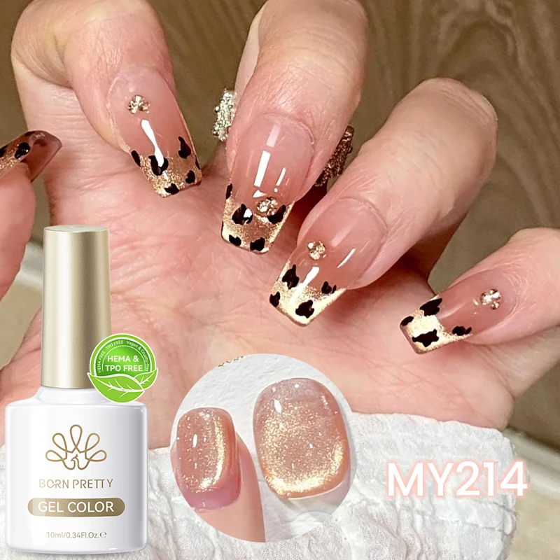 BORN PRETTY 10ml Rosa Oro Gato Esmalte de Gel magnético Varnis Semi permanente Soak Off UV Gel Nail Art Barniz para uñas de Navidad DIY