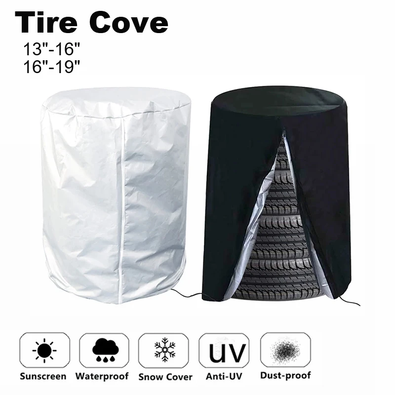 

S/L Car Tire Cover 4 Tires Big Capacity Tire Car Spare Tyre Cover Tire Storage Bag Waterproof DustProof 210D Accessories Outdoor