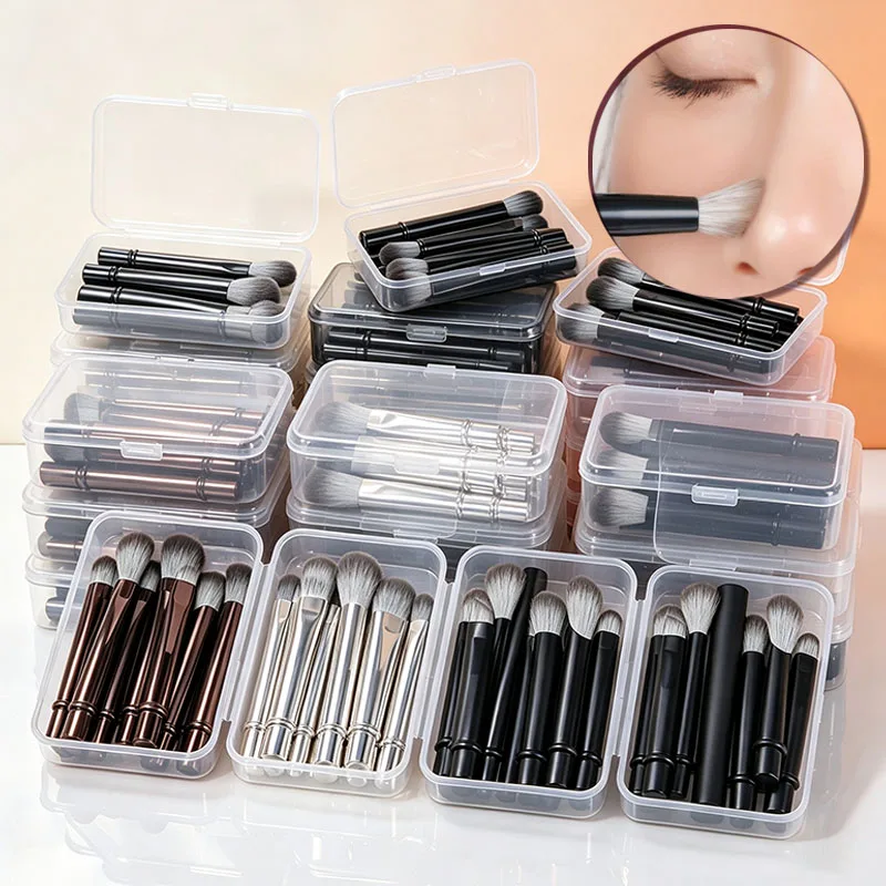 5/10/20Set 6pcs Mini Portable Makeup Brush Replacement Brush Head Set Soft DIY Nose Shadow Travel Refillable Cosmetic Tools