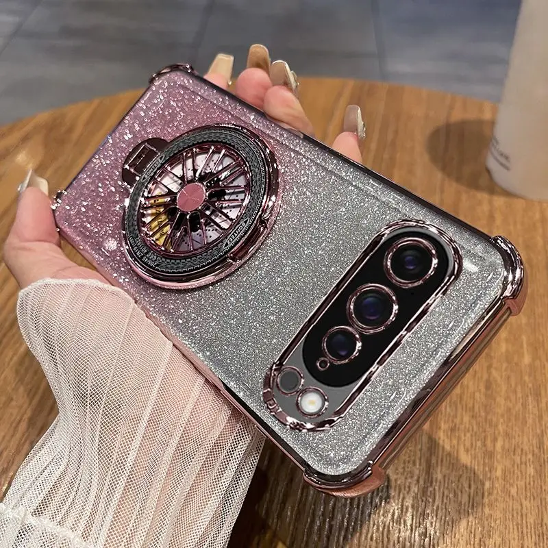 الفاخرة بريق تصفيح حافة البوصلة قوس حامل لينة حافظة من البولي يوريثان لجوجل بكسل 10 9A برو XL حزمة كاملة مكافحة الإفلات غطاء وقائي