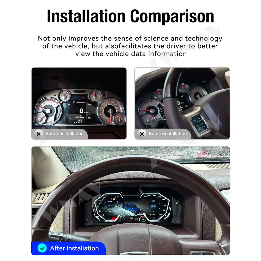 Car Dashboard For Ram 1500 2500 3500 2012-2018 Pickup Truck Digital Gauge Cluster LCD Instrument Panel Meter Virtual Cockpit