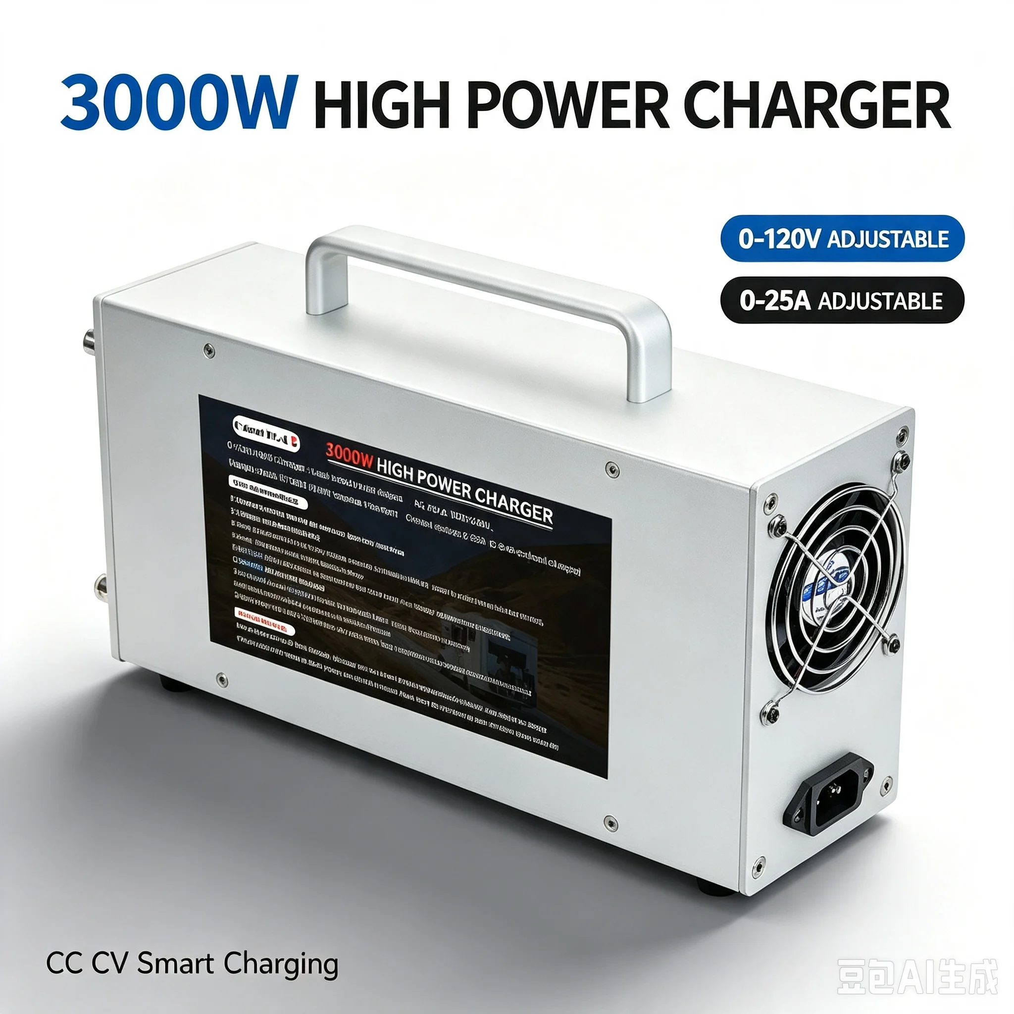 0-120V 0-25A 3000W High Power Adjustable Charger Portable CC CV Charger For 24V 48V 60V 72V 96V LiFePO4 Lithium Lead Acid Batter