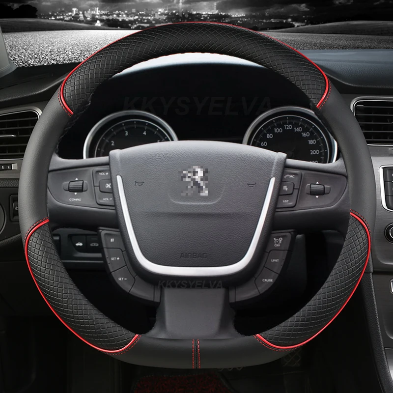 For Peugeot 508 2011 2012-2017 2018 508 SW 2011-2018 Car Steering Wheel Cover Microfiber Leather D Shape Auto Accessories