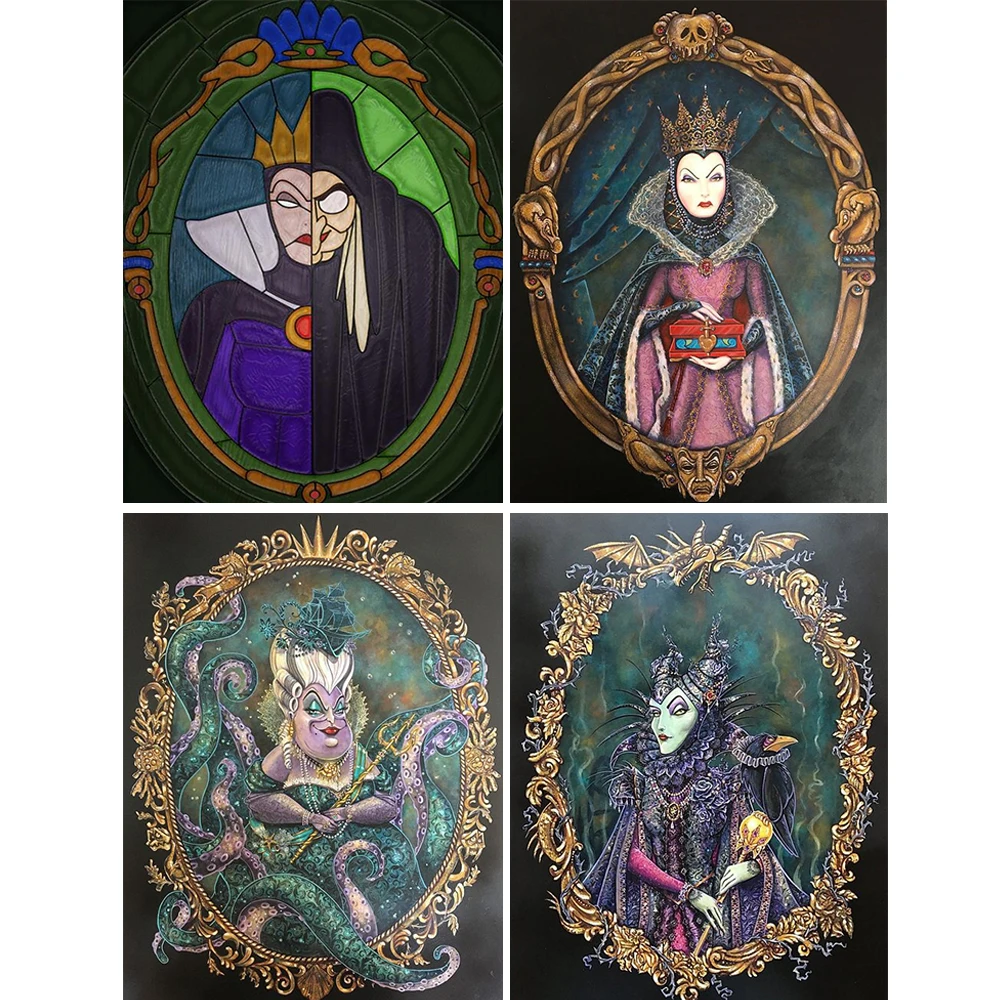 

Disney 5D Diamond Painting Cartoon Magic Mirror Witch Diamond Embroidery Anime Portrait Mosaic Art DIY Home Decor