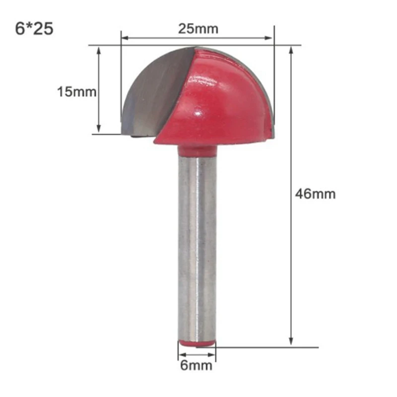 6mm Schaft Ball Nase Schaftfräser Holz Router Bit Set Runde Cove CNC Fräser Radius Kern Vhm Holzbearbeitung